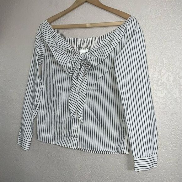 H&M Striped Off The Shoulder Top Size 2 - Picture 5 of 10